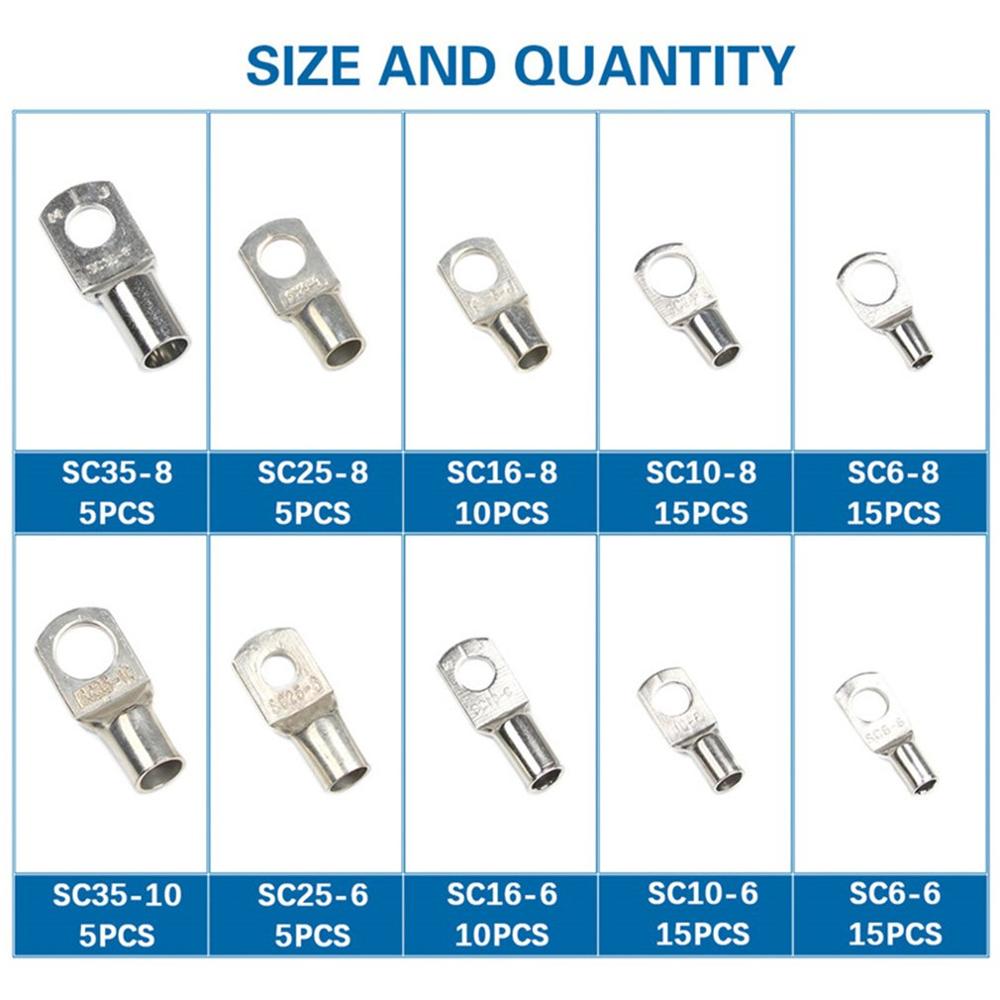 100Pcs Sc Blote Terminals Lug Vertind Koperen Buis Lug Ring Seal Batterij Draadconnectors Blote Kabel Gekrompen/Gesoldeerd terminal Kit