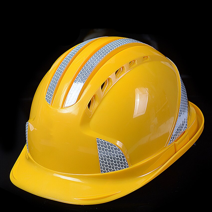 Reflective Strip Safety Helmet Cap Style Vented Hard Hat, 4-Point Ratchet Suspension, Protective Helmet for Construction Worker