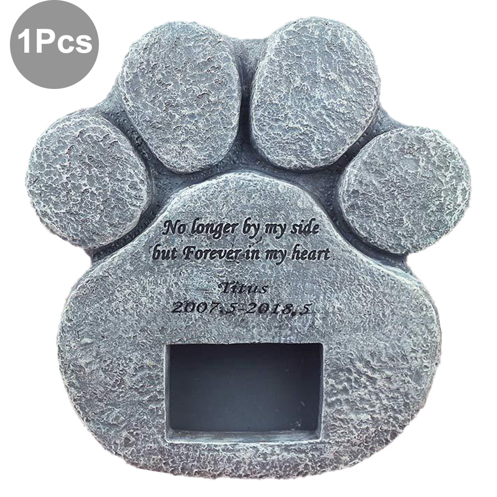 Mindesmærke gravsten til husdyrsminder gravsten grav hund kat pote print dyr fodaftryk formet kan sætte fotos – Grandado