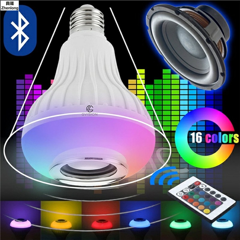 E27 Smart Wireless Bluetooth Speaker Muziek LED RGB Muziek Bulb Kleurrijke Dimbare 12 W LED Lamp Lampada Voor licht