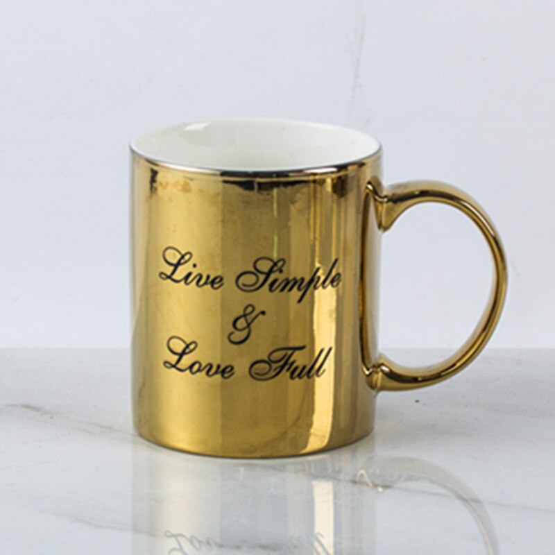 Luxus Gold Überzogene Keramik Porzellan Buchstaben Trinken Kaffee Tee Becher sammeln Kreative Reise Tasse Becher Heimat Dekor Nizza: Orange