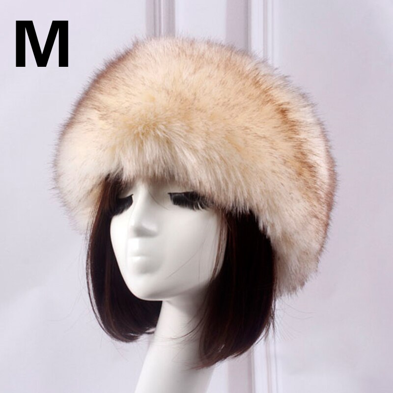 Man Women Fur Hats Tick Fuffy Warm Fox Fur Hat Headband Autumn Winter Russian Thick Hat: 12