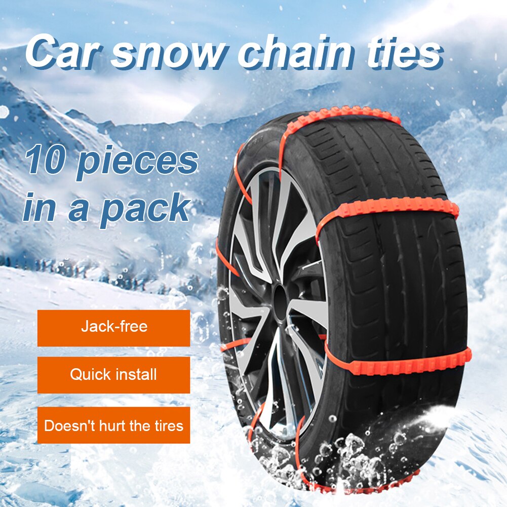 Neumáticos de plástico desechables para coche, cadenas de nieve, hielo, barro, carretera, para auto/Suv, antideslizantes, 10 piezas