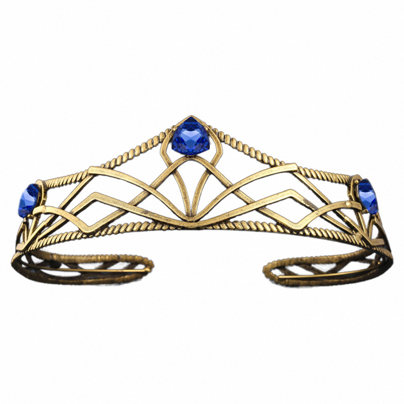 Film Elfen Koning Ronde Kroon Tiara Vintage Barok Kristal Tiara Bekroont Prinses Koningin Diadeem Hoofdband Bruiloft Haar Accessoires