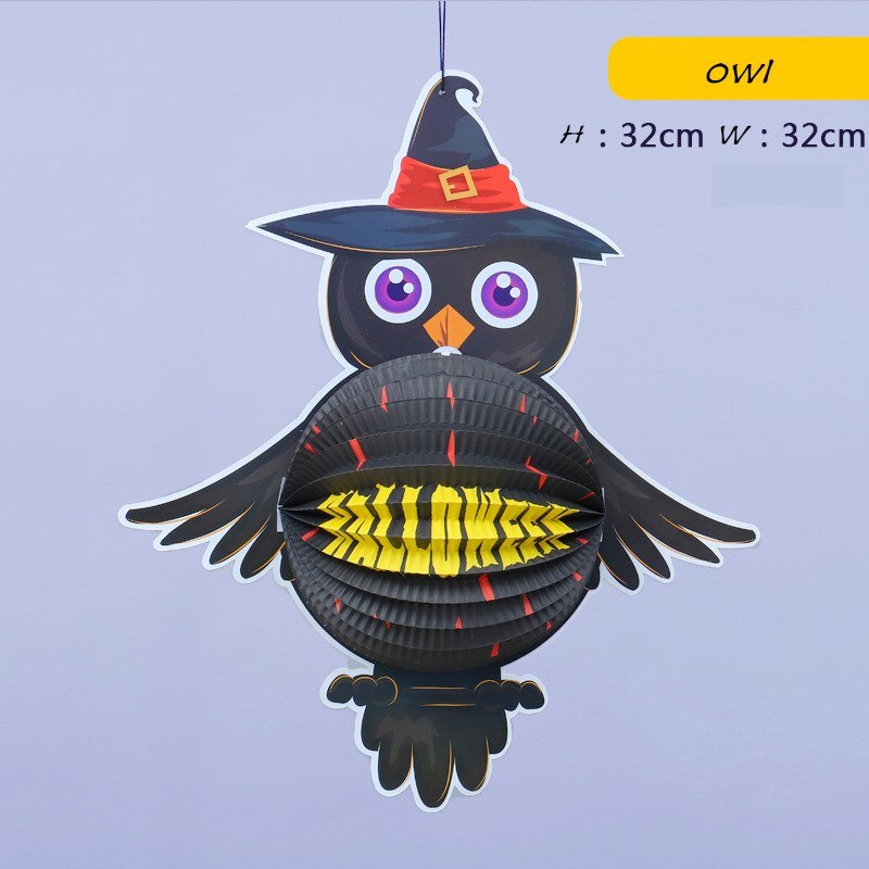 2 pc/ set halloween dekorationer bar rolig spöke fladdermus spindel pumpa lykta prydnad dekoration halloween festlokal layout rekvisita: Uggla