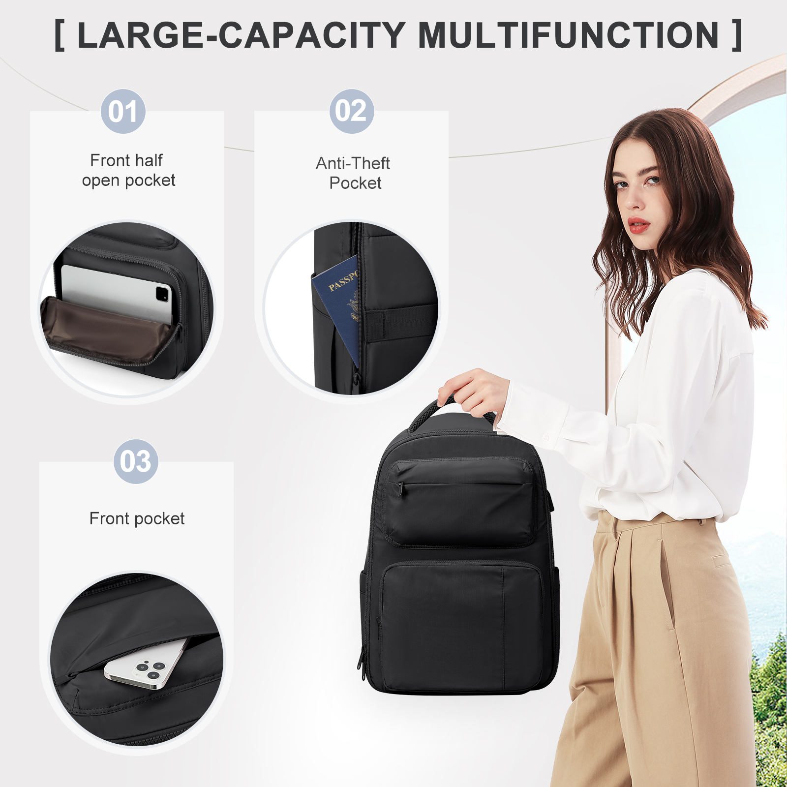 Mochila para ordenador portátil para hombre y mujer, morral de viaje impermeable con USB de 15,6 pulgadas, morral de negocios para adolescentes, morral escolar para Universidad