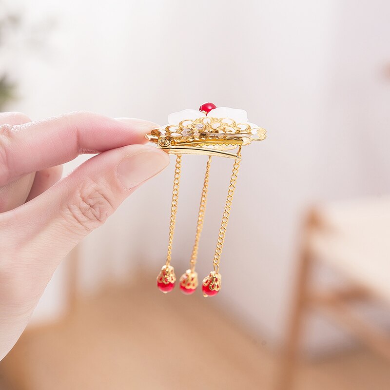 2 stuks antieke chinese haarspelden voor meisjes, bloemen, haarkam, clip, kwastje, haarspelden, kinderhoofddeksels, haaraccessoires