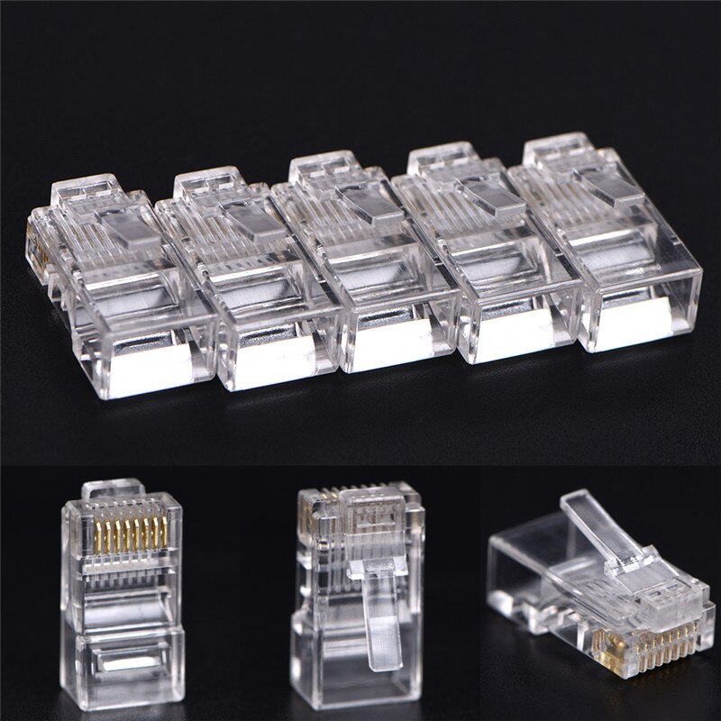 50Pcs RJ45 CAT5 CAT5e Crystal Netwerk Modulaire Plug 8P8C Rj45 Plug Terminals Ethernet Kabel Hoofd Plug Voor Computers