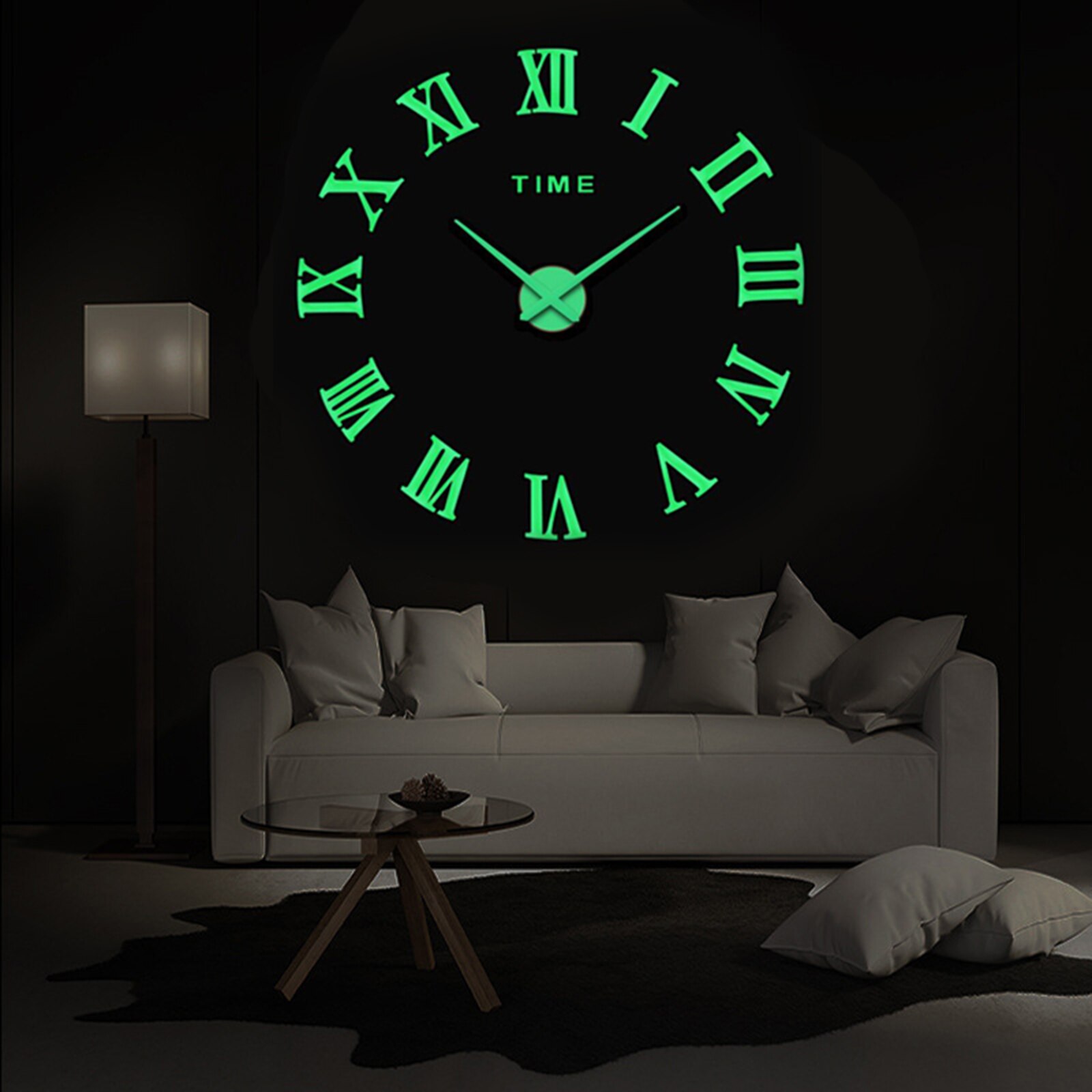 Luminous 3D Wall Clock Large Acrylic DIY Wall Sticker for Living Room Decoration Quartz Large Wall Clock