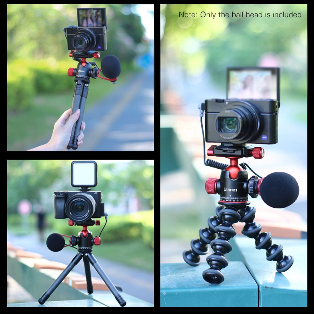 Ulanzi U-70 Mini Ball Head Dual 360° Panorama Adjusting Cold Shoe Mount Quick Release Plate for Arca-Swiss Peak Quick Release