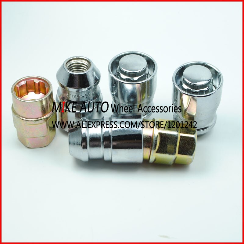 4nuts+2keys M12x1.50 Long Wheel Lock Nuts with rotation steel ring Anti theft Security Nut for wheels / Rims of jeep FORD