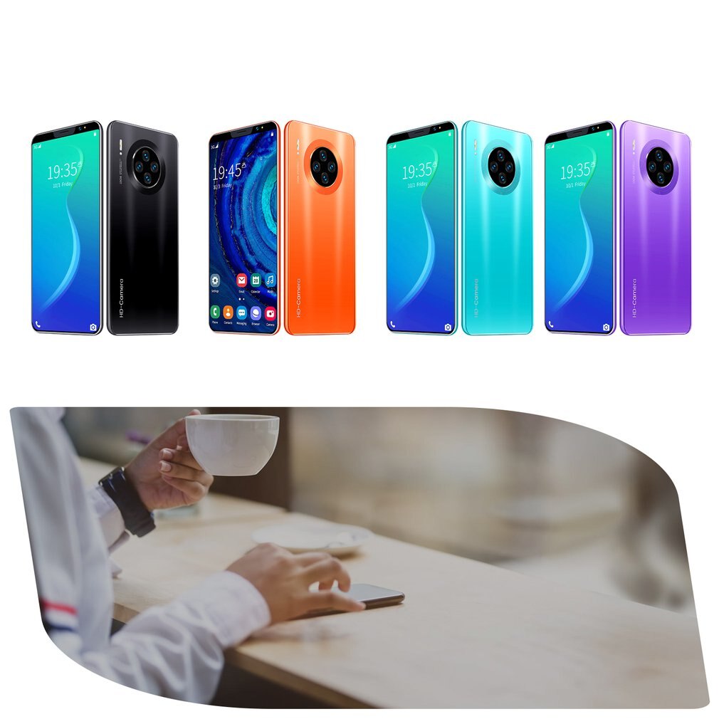 Mate33 pro smartphone com 512m + 4ggb grande memória 5.8 Polegada suporte de tela face/impressão digital desbloqueio duplo sim telefones celulares laranja