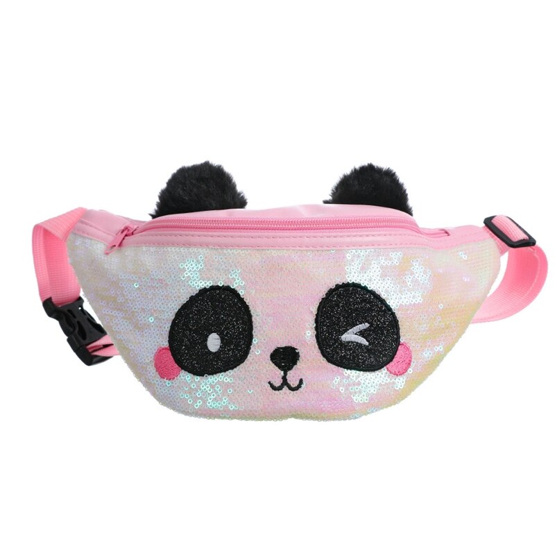 Riñonera con dibujos de osos Panda para niñas, Cangurera con lentejuelas, de Navidad: Rosa