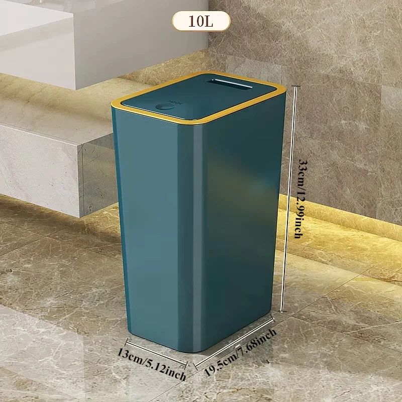 10/12L Trash Cans with Lid One-Touch Waterproof Dustbin Large Capacity Garbage Bins for Bathroom Kitchen Living Room: Yellow