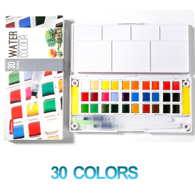 Juego de acuarelas de colores sólidos, Set Superior de 12/18/24/30/36/40/48 colores, para artistas, dibujo, pintura, pigmento de acuarela, suministros de arte: 30color
