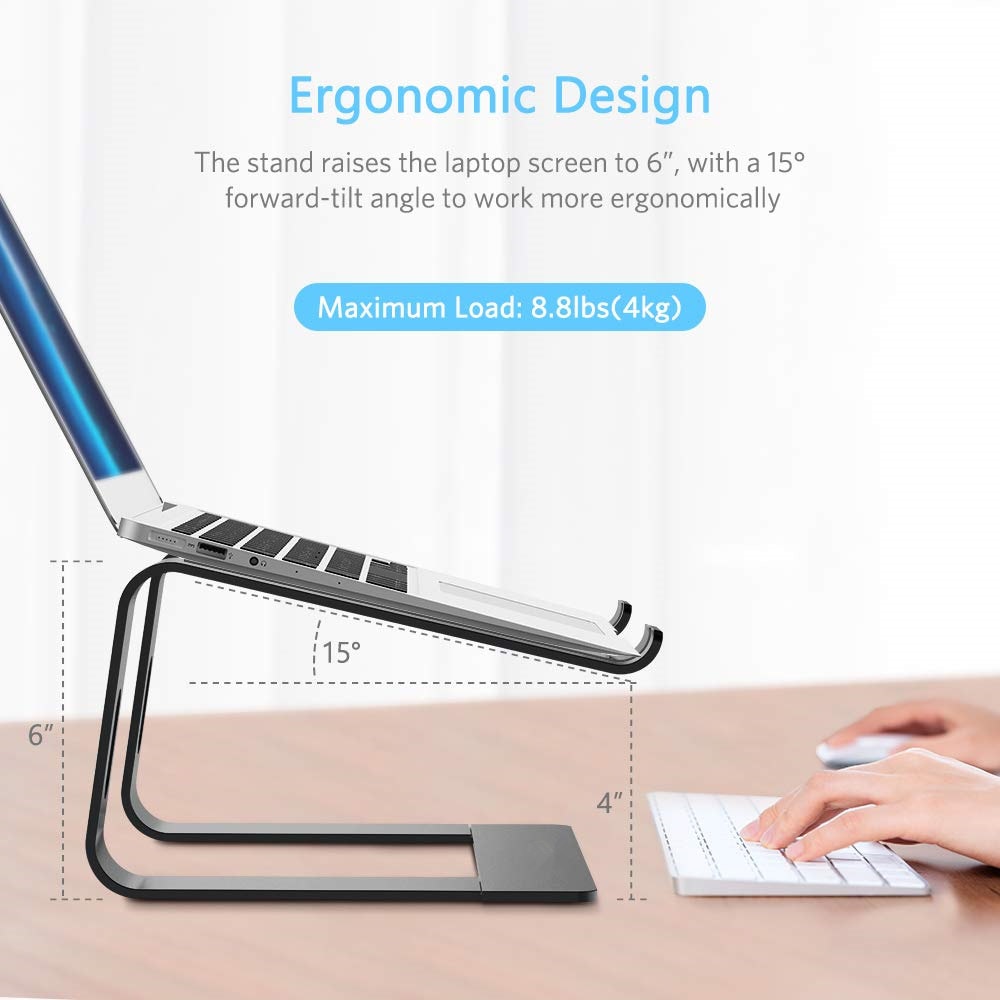 Soporte de ordenador portátil de aluminio antideslizante, soporte de escritorio, soporte de refrigeración para MacBook Pro/Air 10-17 pulgadas