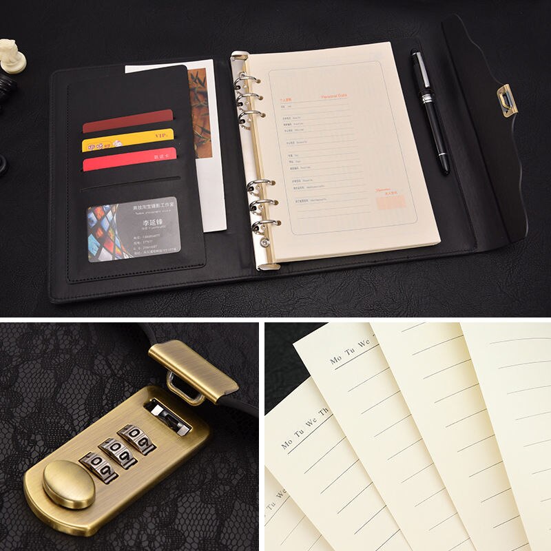 a5 retro password lock notebook student diary fingerprint with lock notepad thickened stationery hand ledger