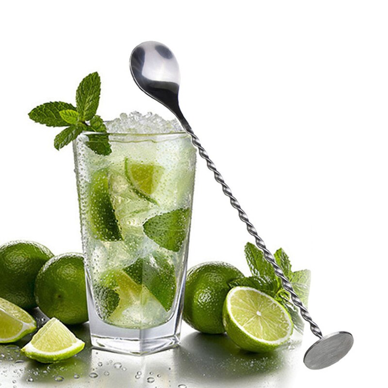 Blande cocktail ske rustfrit stål røremaskine spiral mønster plating snoet langt håndtag cocktail røre bartending bar ske