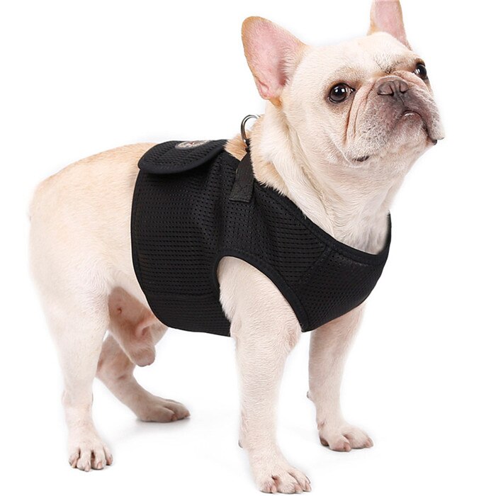 Hond Harnas Ademend Mesh Licht Gewicht Hond Harnas Vest voor Small Medium Hond Franse Bulldog Dagelijks Wandelen Pet Harness Zachte rood: black / XL 48-58cm chest