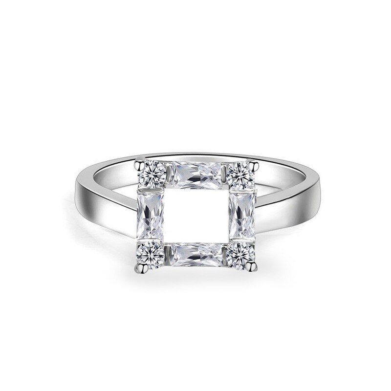 Square Hollow Zircon Ring Female Square Wedding Ring Cute Girl Day for Girlfriend Zircon Jewelry