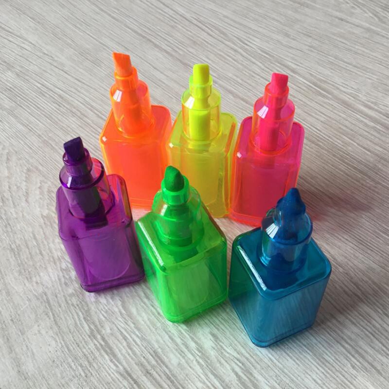 6 farbe/einstellen Nagel-polnischen Flasche bilden Textmarker Kreative Marker Stifte Schule Schreibwaren Tragbare Kunst Zeichnung Fluoreszierende Stift