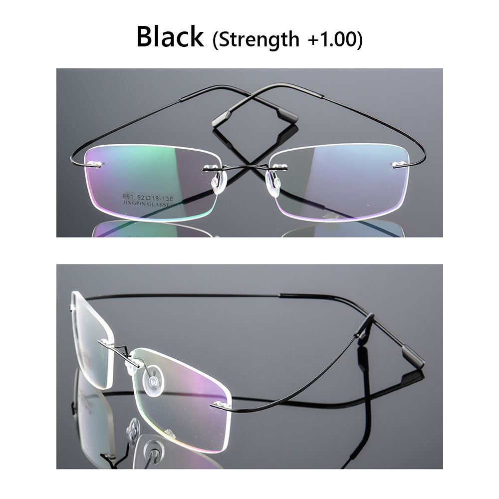2023 ultraleichte Erinnerung Titan randlose Lesebrille Männer Frauen presbyopische Brille hoch auflösende Brille 1,0 bis 3,5: Grün / +100