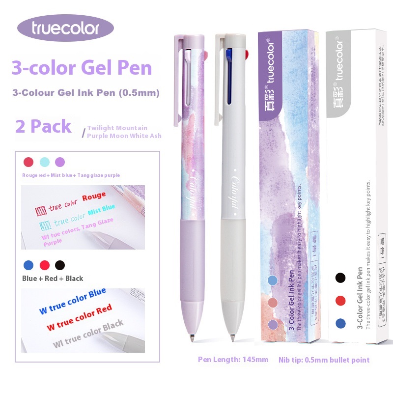 Bolígrafo multifuncional 3 en 1, bolígrafo tricolor de secado rápido de 0,5mm, cambio de Color 1s, herramientas completas eficientes para estudio y oficina