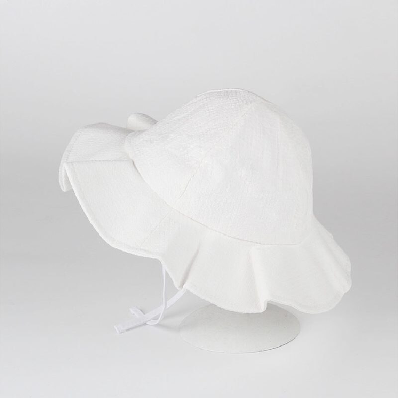 Baby Solid Color Ruffle Design Sunshade Princess Bucket Hats