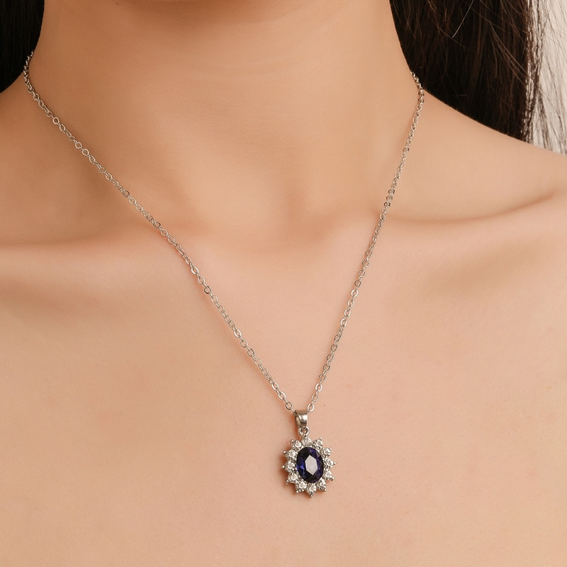 Di Lusso di modo di Girasole zircon Degli Orecchini della collana insieme dei monili delle donne Alla Moda Della Collana del pendente e dell&#39;orecchio della vite prigioniera per la ragazza migliore regalo