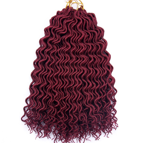 FALEMEI de Locs Crochet Pelo Rizado 18 pulgadas 60g de pelo sintético extensiones de ganchillo trenzado cabello bohemio cerraduras trenzas de Crochet: #BURGUNDY