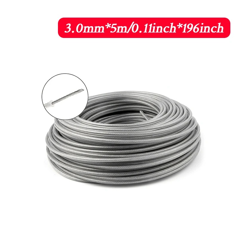 LUSQI Steel Core Trimmer Line Heavy Duty Nylon Grass Cutting Rope 5M 10M 15M Brushcutter Strimmer Line Lawn Mower Replacement: Silver
