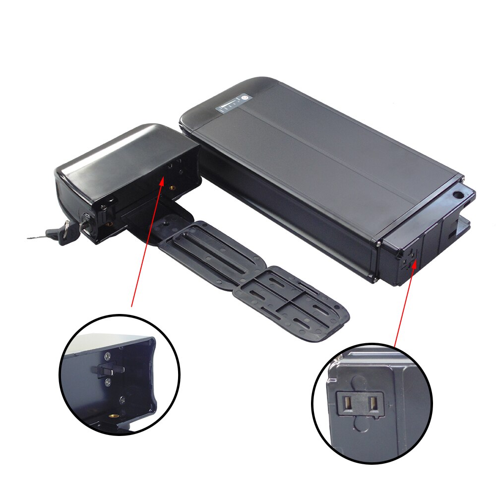 Porte-batterie pour vélo électrique, 36V/48V, couleur argent ou noir: Box 36v Black