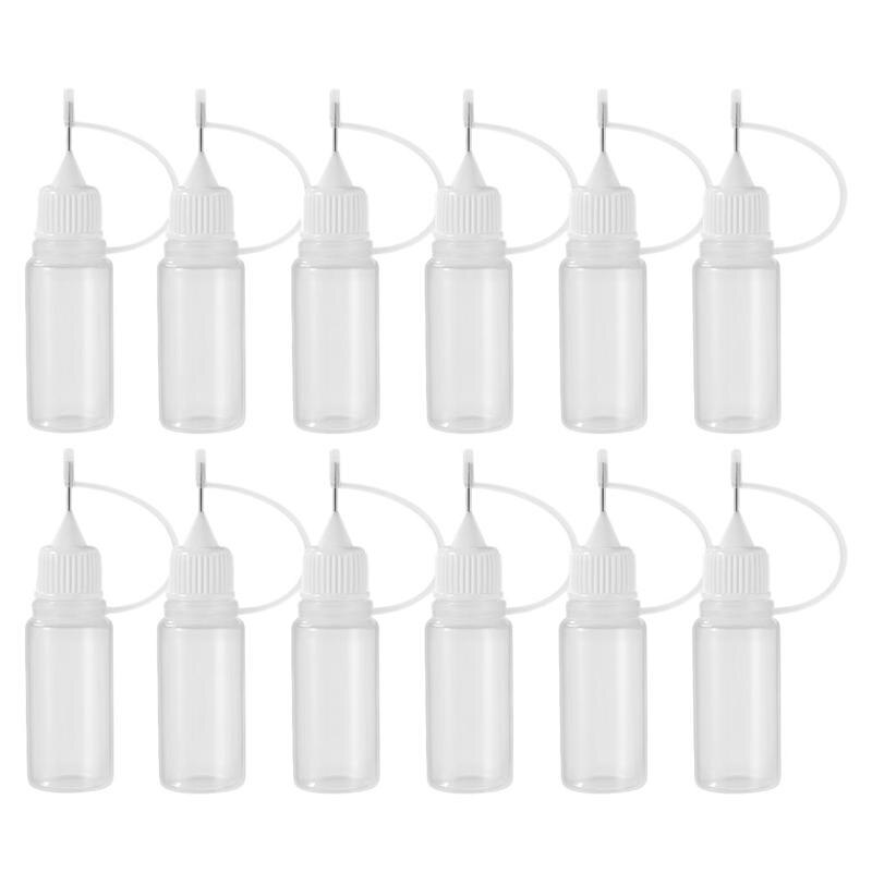 10Pcs Needle Tip Bottle 30ML Translucent Plastic Squeezable Tip Applicator Bottles Refillable Dropper Glue Bottles For Painting: 12Pcs 10ml