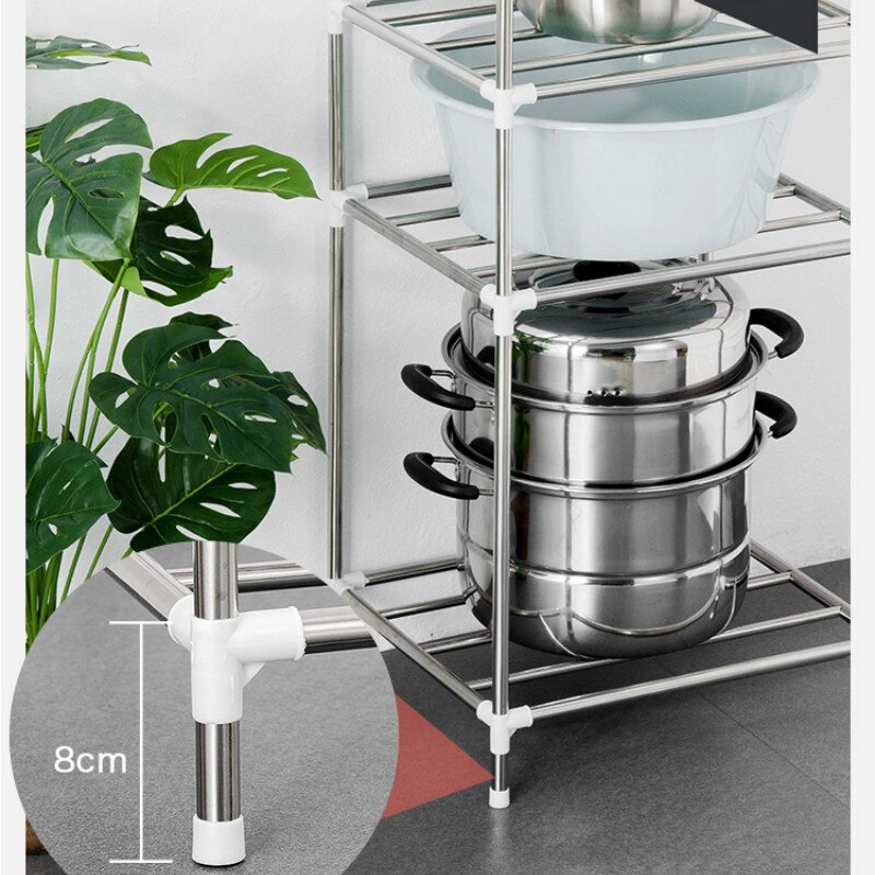 2-6 Layers Stainless Steel Pot Shelf Collapsible Kitchen Accessories Dish Rack Holders Kitchenware Pan Cover Corner Organizers