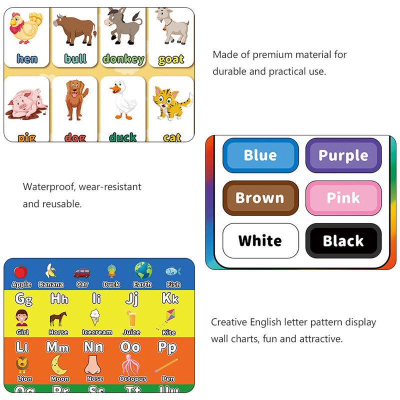 1 Set of 12 Pcs English Education Early Poster Cartoon Synthetic Paper Posters