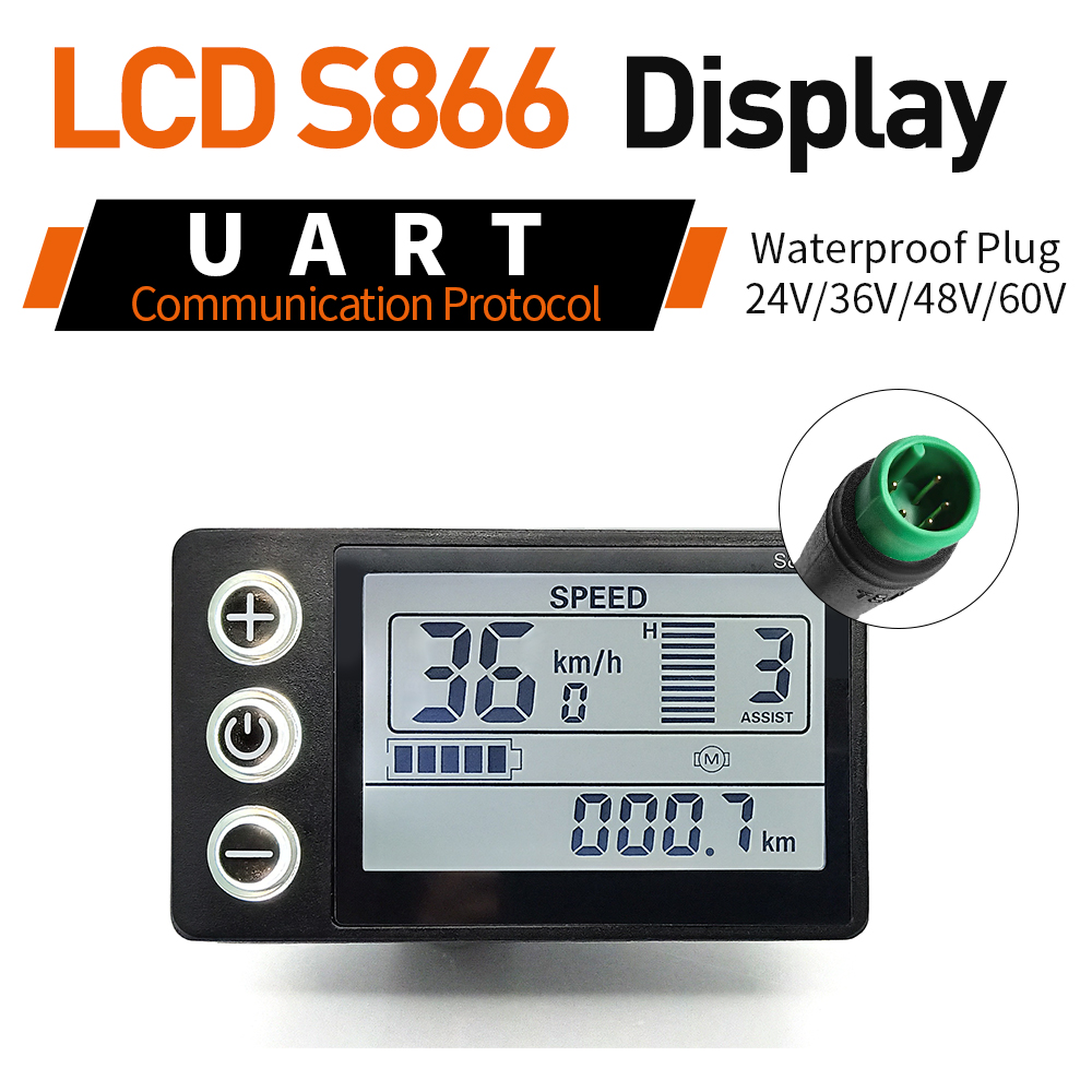 Elsykkel sinusbølge 3- modus kontrollersett 17a 26a 30a 40a tft-skjerm 1 t 5- kabel gass hall ubegrenset motor 350w-1000w motorer: Svart