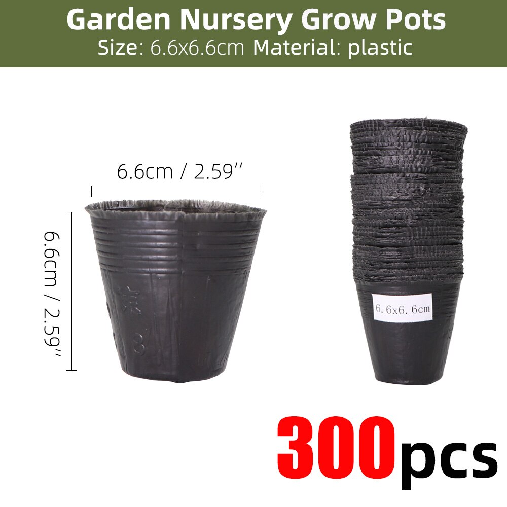 20-300PCS 15 Sizes of Plastic Grow Nursery Pot Home Garden Planting Bags for Vegetable Flowers Plant Container Starting Box: B-300PCS