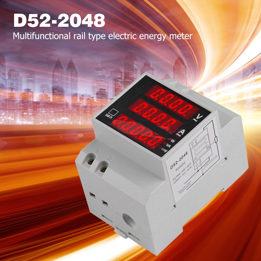 Convenient Digital Din Rail Active Power Factor Tester Multi-functional Practical Electric Energy Ammeter Voltmeter