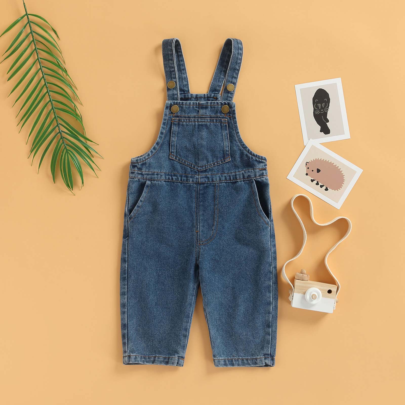 Kids Boys Girls Denim Overalls Toddler Solid Color Straps Bib Jeans Spring Summer Children Stretch Dungaree Clothing