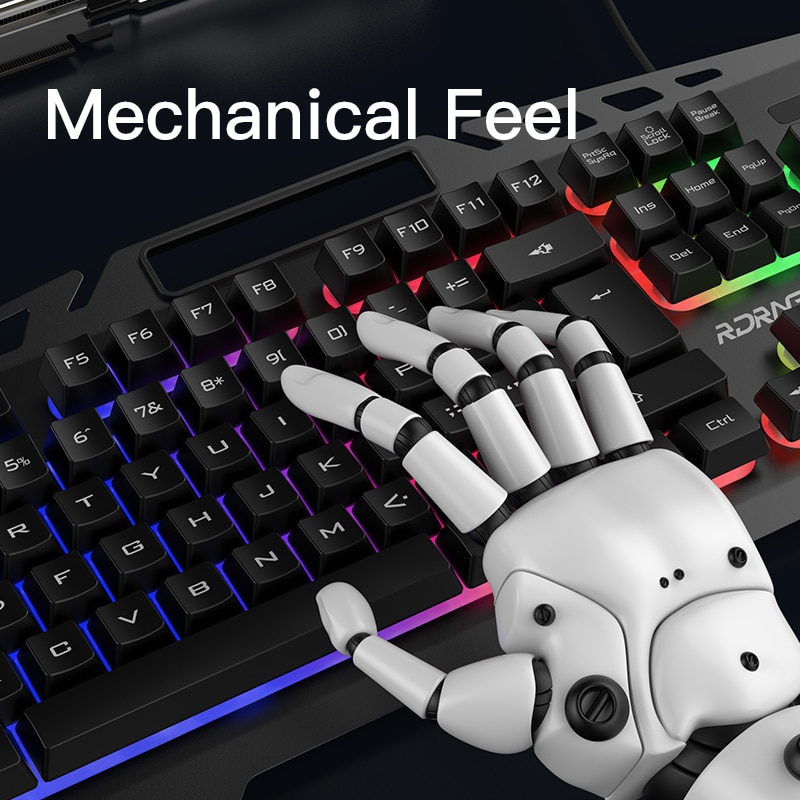 Wired Gaming Keyboard and Mouse Mechanical Feeling RGB 104 Keycaps Backlit Gamer Keyboards 3200DPI mice for PC Laptop Computer