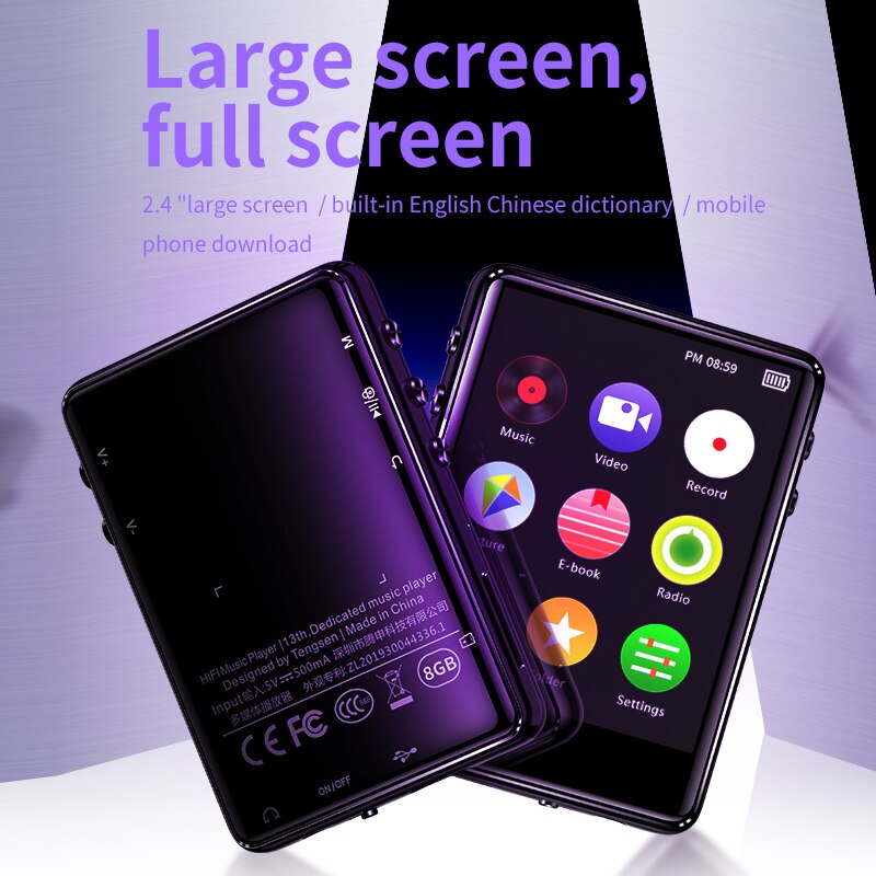 REDANT MP4 Player with Bluetooth Built-in Speaker 2.4 inch Full Touch Screen FM Radio Recording E-book Music Video Player MP 4