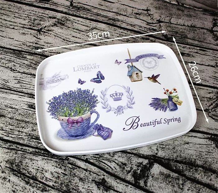 Bandeja de plástico para restaurante, bandeja para servir té/café/taza de agua, bandeja de almacenamiento de platos para casa/restaurante/Bar: Small Purple