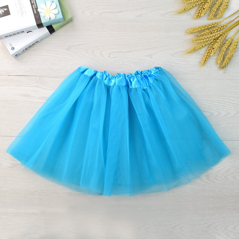 Jupe Tutu de danse pour filles, jupe princesse à trois couches, en maille courte, Ballet princesse vêtements pour filles: sky blue