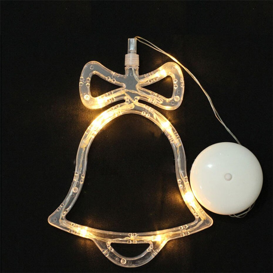 Led kerstverlichting glazen decoratie maan ster lampen raam decoratieve verlichting kindernachtlampje aaa op batterijen kerst: Kerstbel