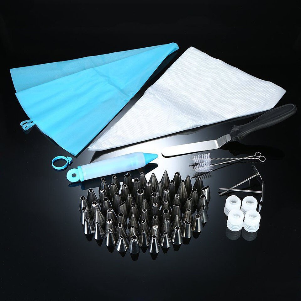 100Pcs Cake Decorating Tools Supplies Kit Frosting Piping Bags and Tips Set Icing Spatula and Smoother
