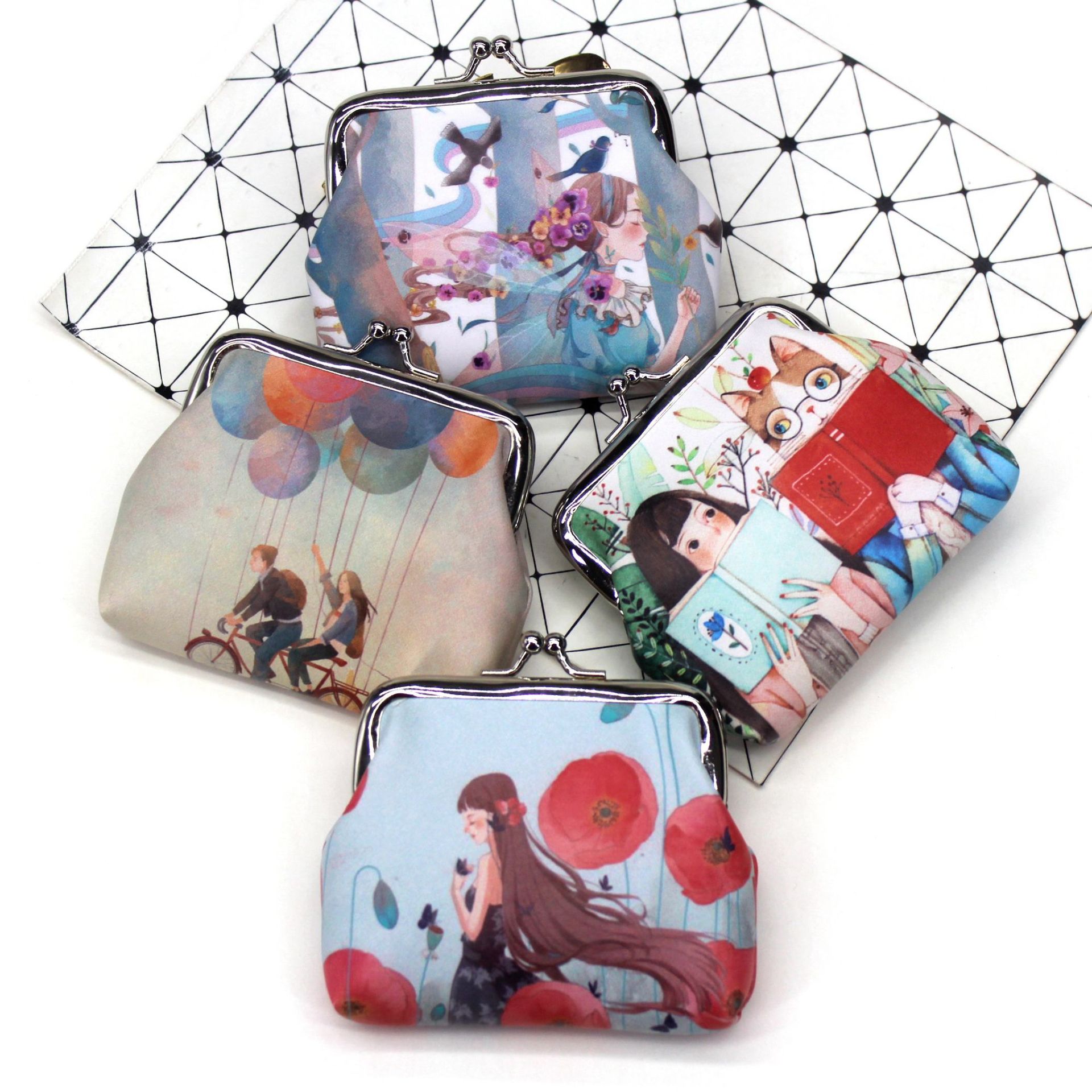 Cute Girls purse PU Leather Printing little girl coin purses Women hasp mini Wallet Clutch kids change purse Female small Bags