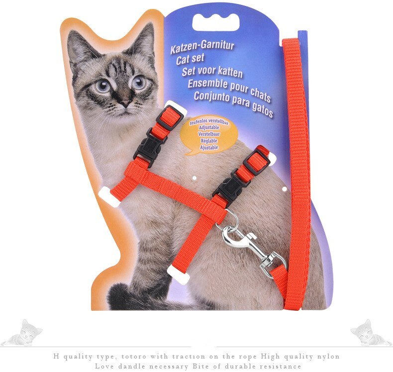Smycz dla zwierząt zestaw klatka piersiowa regulowana uprząż dla kotów chodzenie pas piersiowy obroże dla kotów szczyt na zewnątrz chodzić pasek artykuły dla psów: czerwony