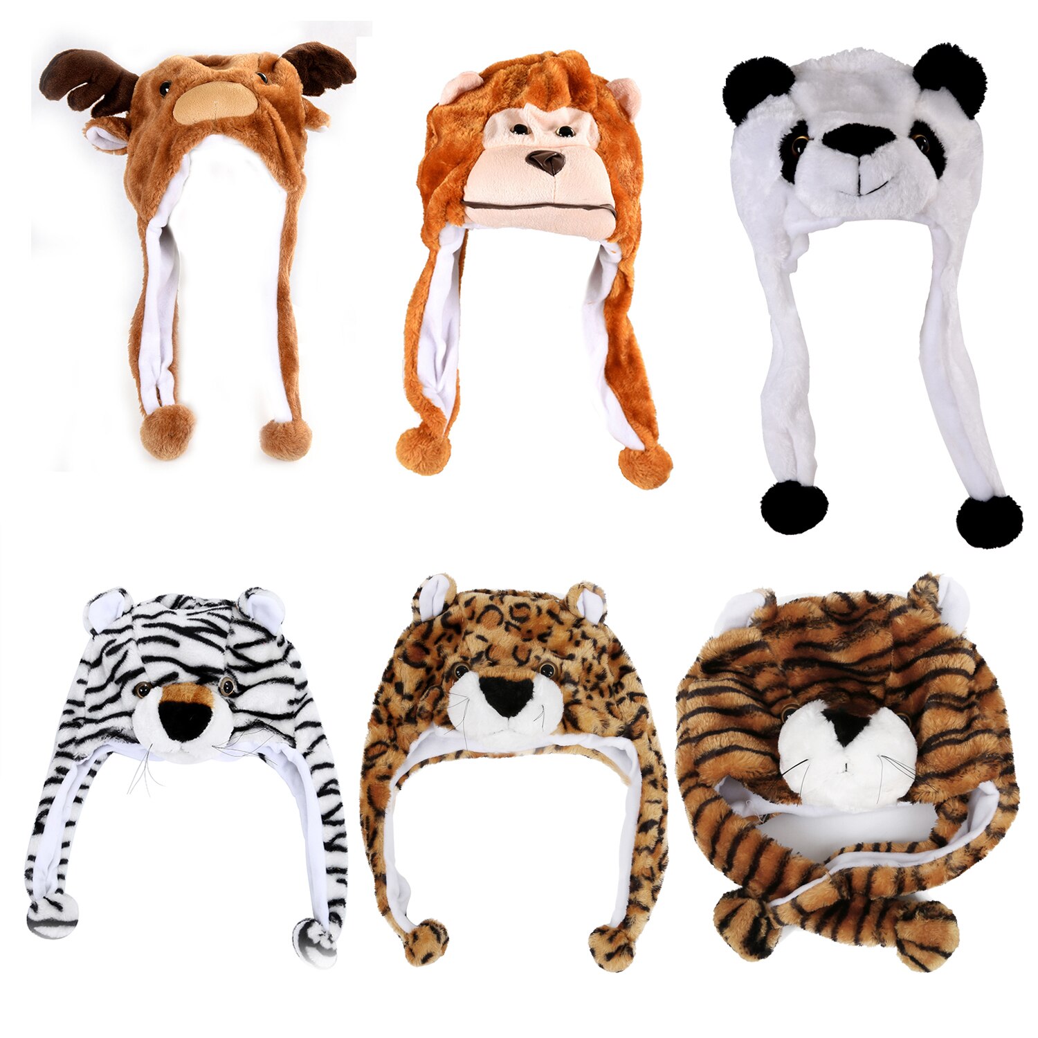 Childrens Animal Hat With Scarf Faux Fur Kids Winter Hat Cool