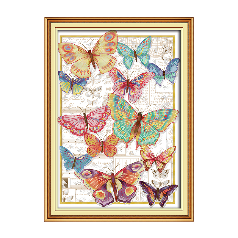 Joy Sunday Counted Cross Stitch Patterns Butterfly Series 14ct 11 Ct Aida Printed Fabric DIY Handmade Embroidery Needlework Sets