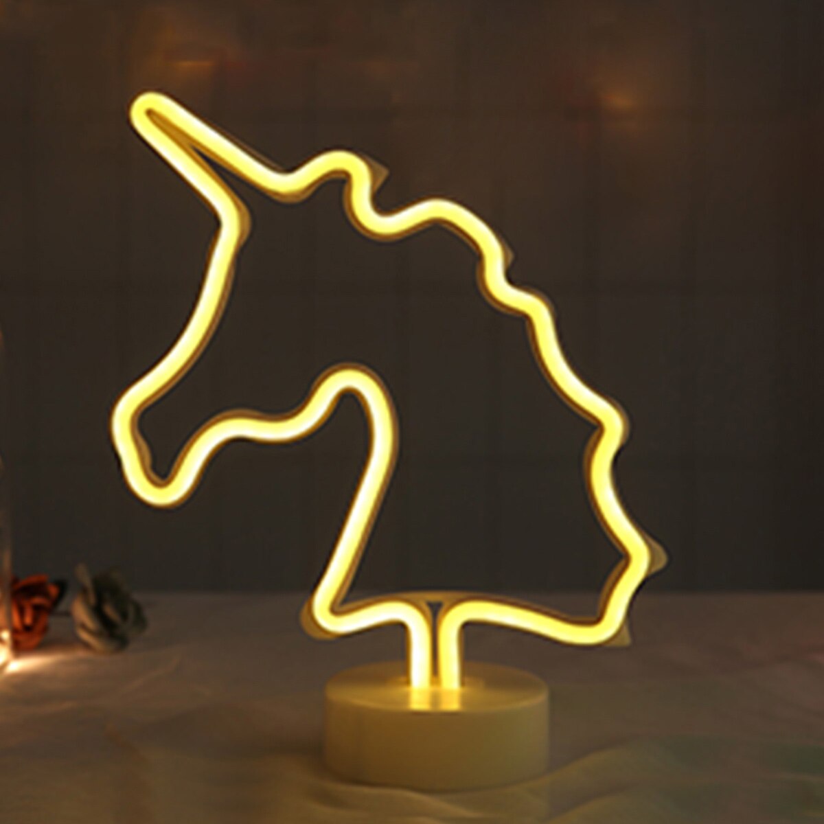 Neon Led Verlichting Teken Nachtlampje Art Decoratieve Verlichting Kinderen Home Decor Voor Woonkamer Slaapkamer Kleurrijke Lamp: Unicorn-Yellow